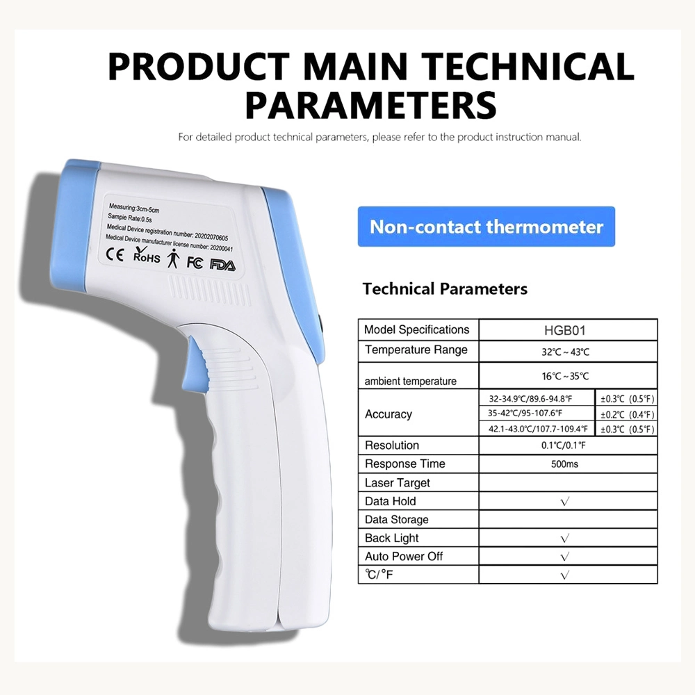 Wholesale Fever Digital Infrared Forehead Thermometer Factory Hand-Held Thermometer Factory