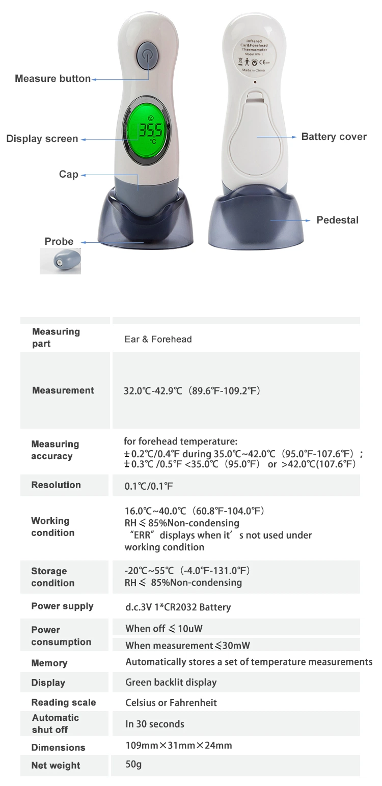 Mini 4 Functions in 1 Infrared Ear and Forehead Thermometer