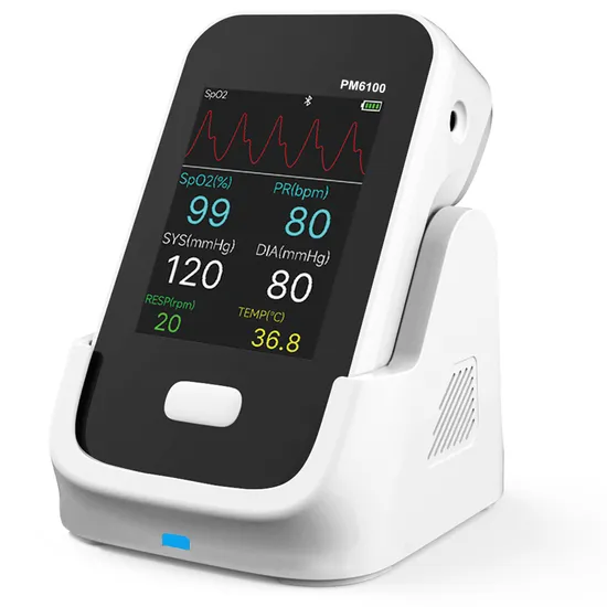 Berry Pm6100A Multi-Parameter-Patientenmonitor, Blutdruck, Sp02, Pr, Pulsfrequenz, tragbar, iOS, Android, mit Schreibtisch-Ladestation
